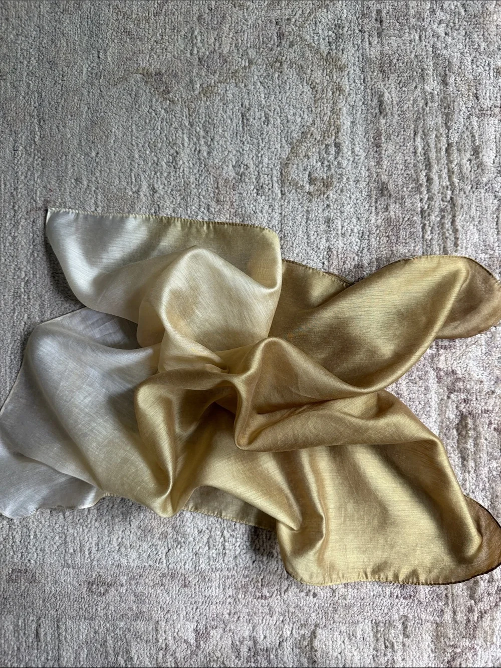 Vintage Ombré  Scarf Green Hue Metallic Look Silk Satin Neck Square 1980’s-1990’